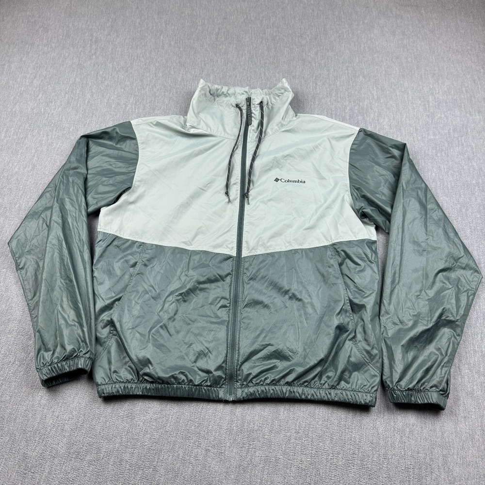 Columbia Jacket Womens Medium Green Morning‎ View Collared Windbreaker Outdoors